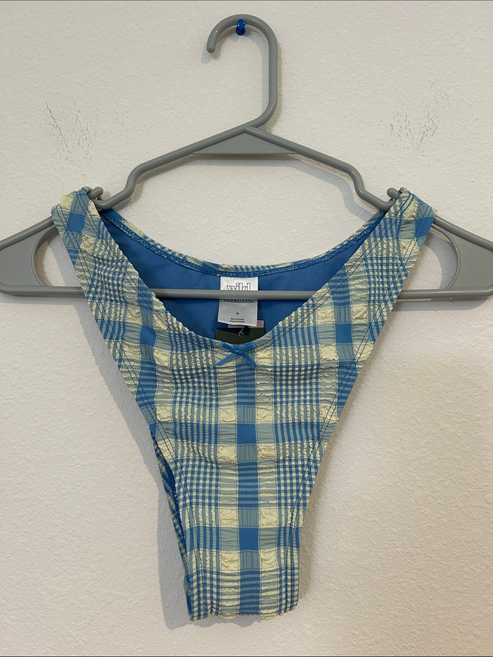 wild fable Blue and Yellow Plaid High-Rise Bikini Bottoms